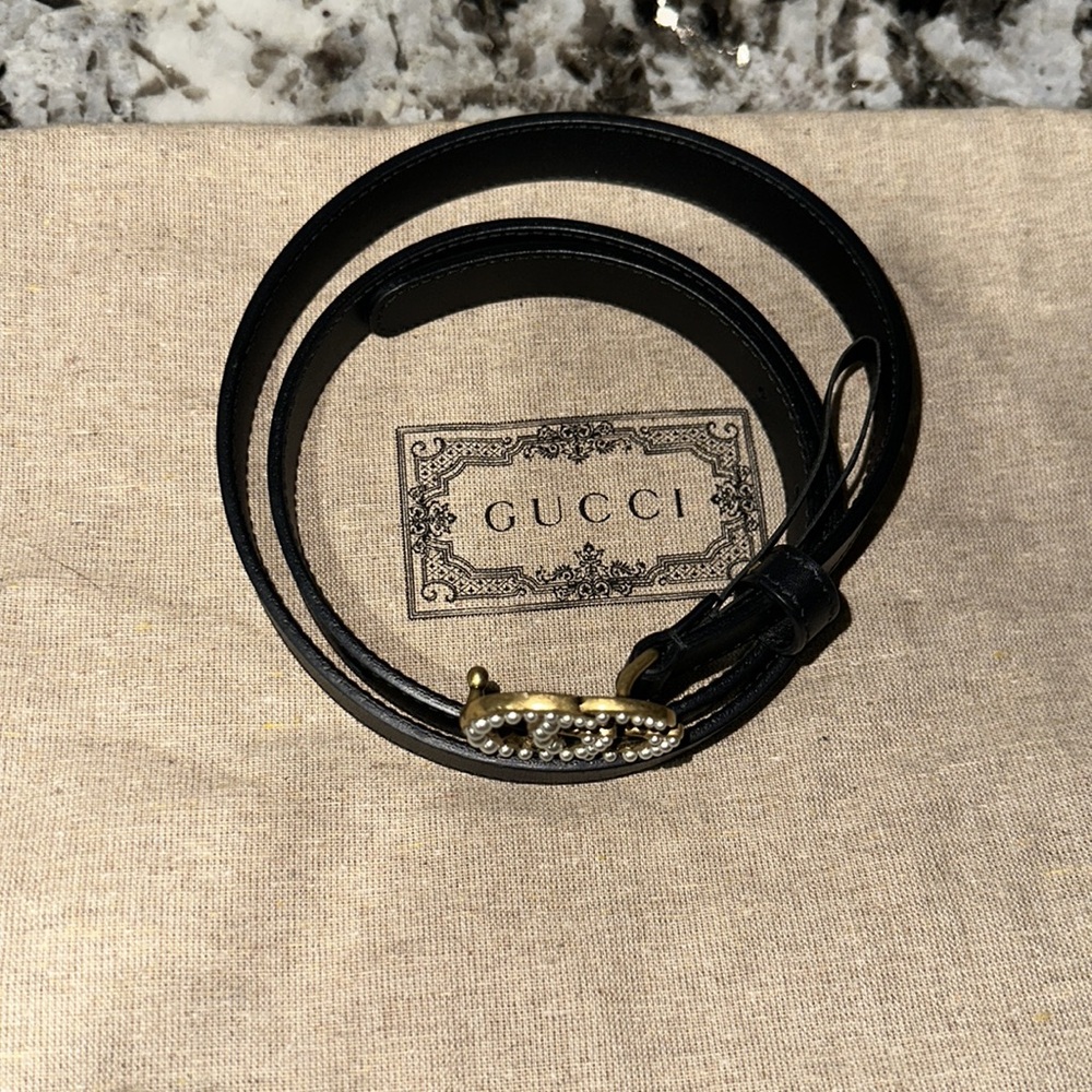 Gucci black belt with pearl - Picture 2 of 5